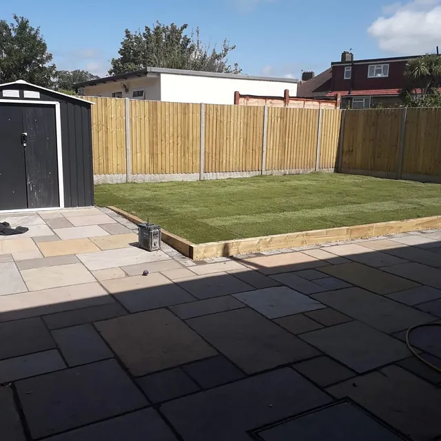 Garden patio and new lawn